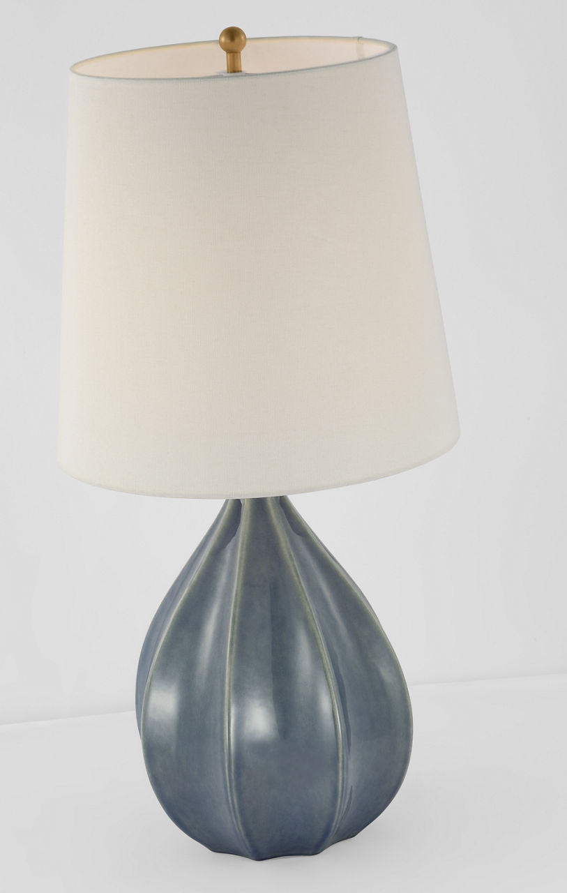 Rana Large Table Lamp | Polar Blue Crackle | Linen Shade