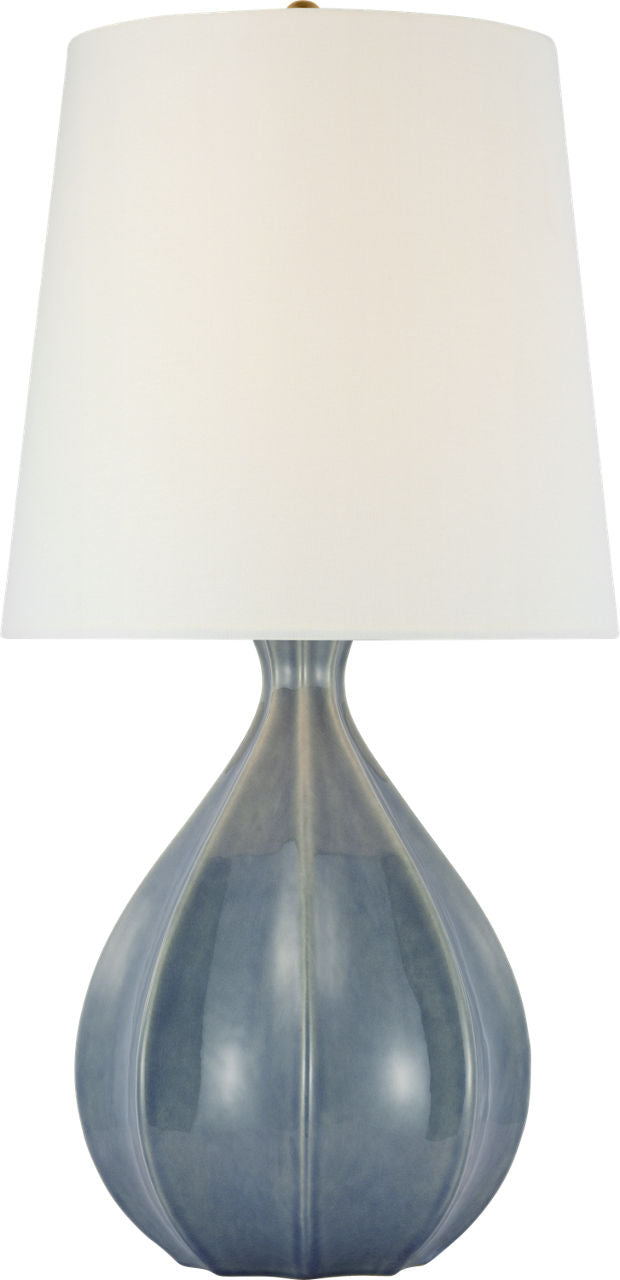 Rana Large Table Lamp | Polar Blue Crackle | Linen Shade