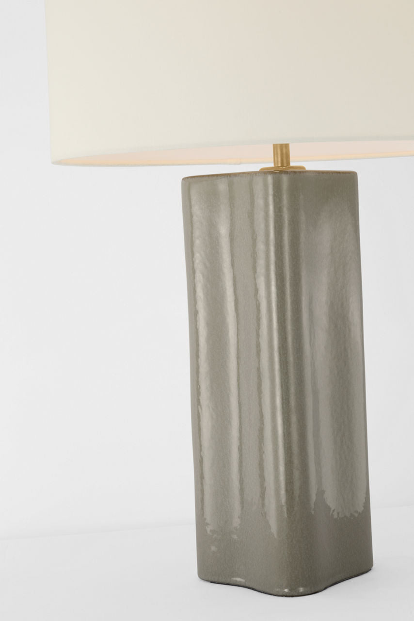 Mishca Large Table Lamp | Shellish Gray | Linen Shade