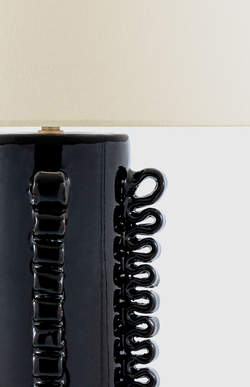 Amandine 25" Table Lamp | Raven Black | Linen Shade