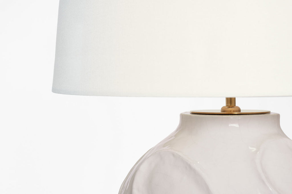 Idalia 28" Sculpted Table Lamp | Glossy White Crackle | Linen Shade