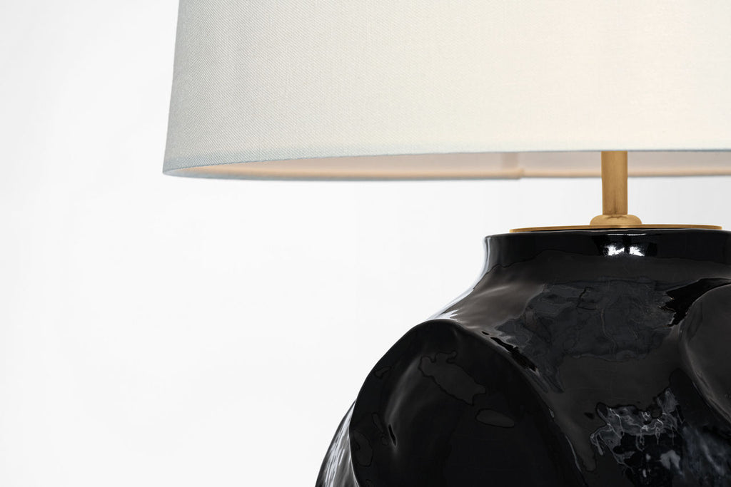 Idalia 28" Sculpted Table Lamp | Raven Black | Linen Shade