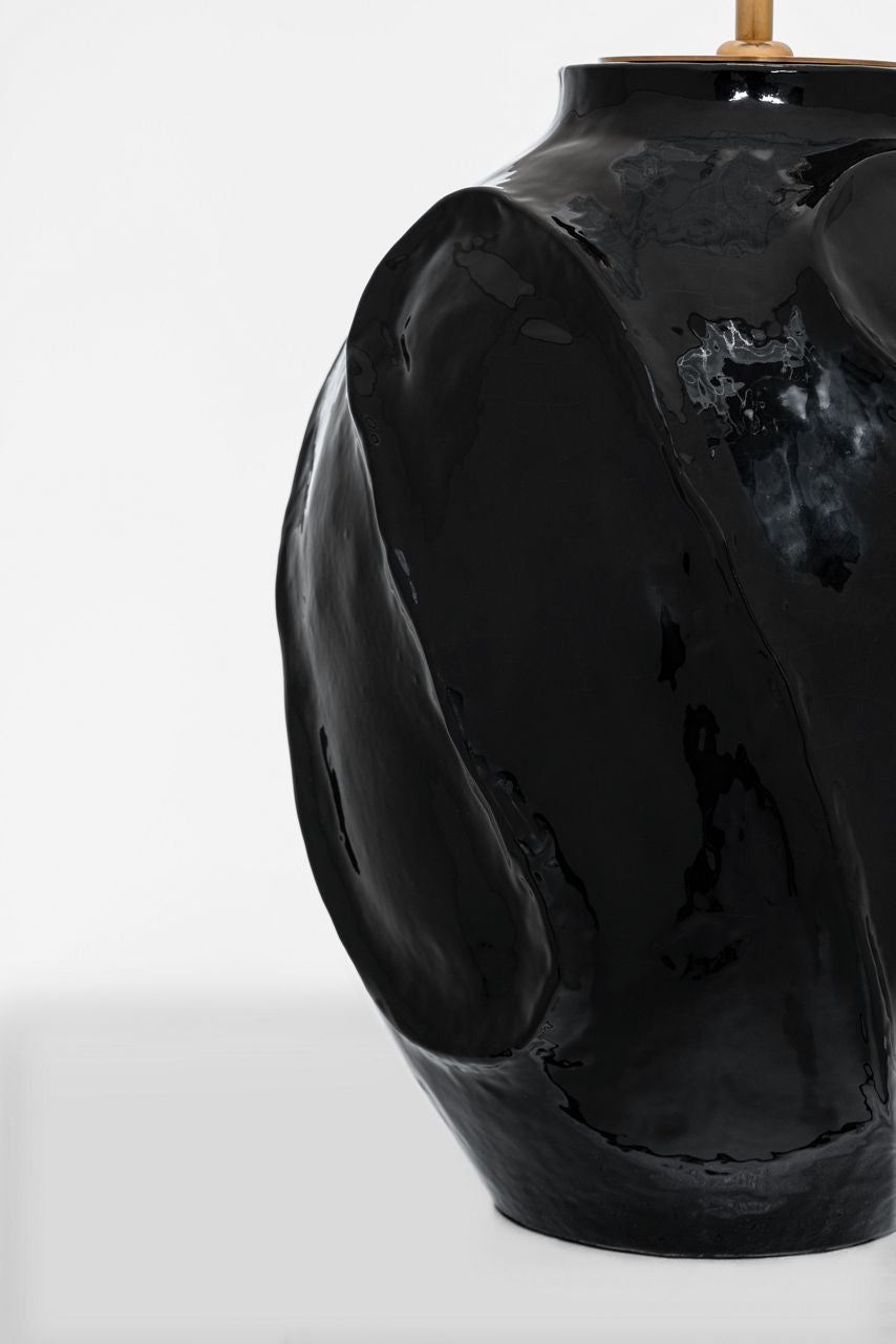 Idalia 28" Sculpted Table Lamp | Raven Black | Linen Shade