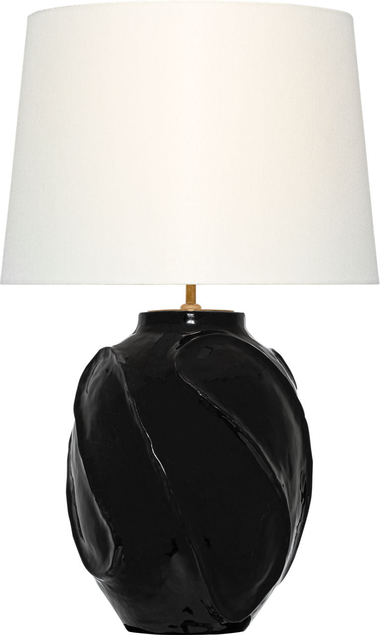 Idalia 28" Sculpted Table Lamp | Raven Black | Linen Shade
