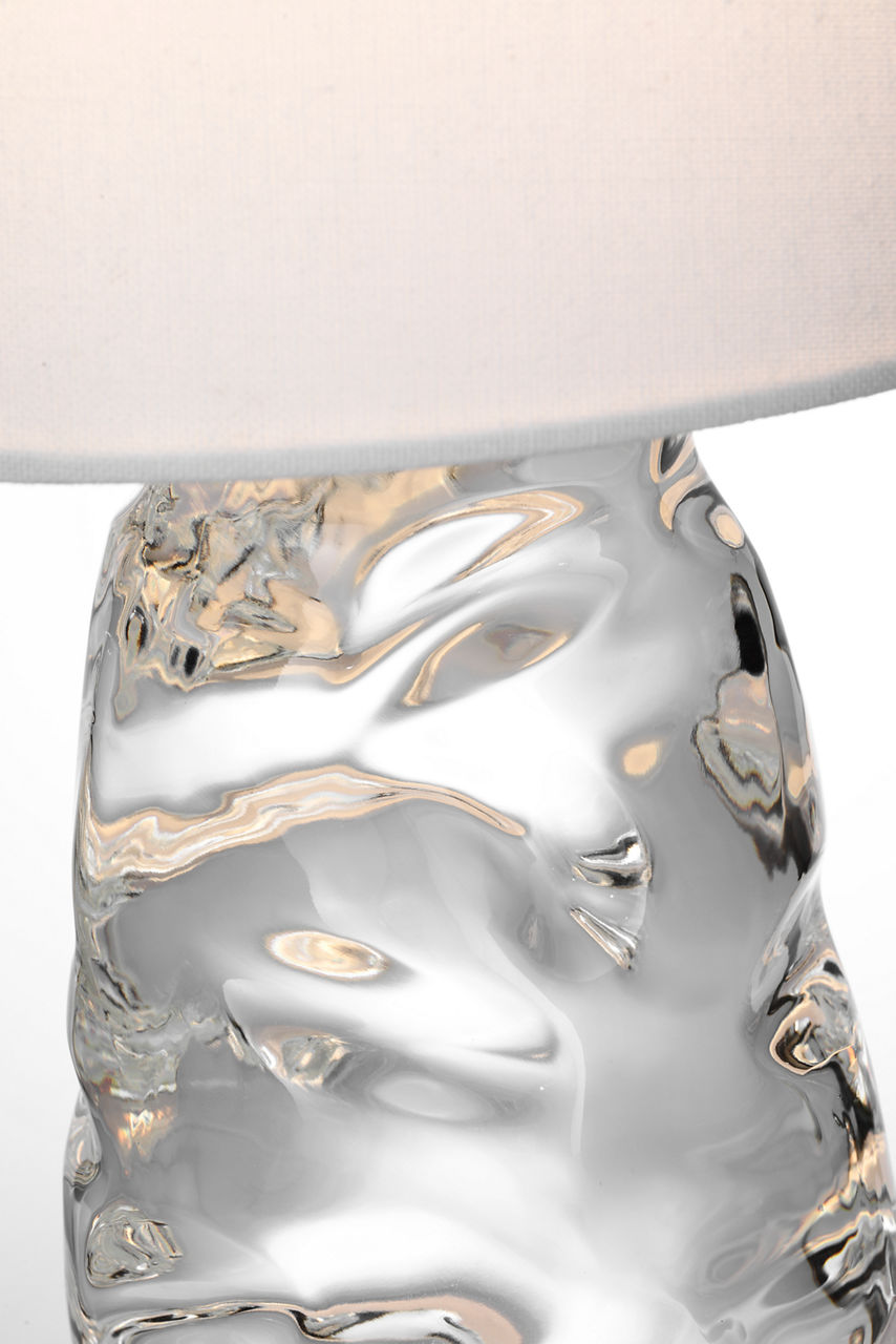 Lupin 16" Cordless Accent Lamp | Clear Glass | Linen Shade