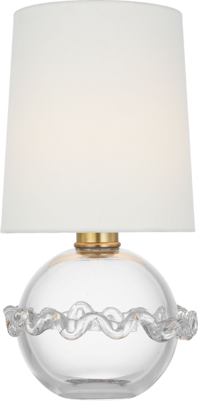 Breslin 16" Cordless Accent Lamp | Clear Glass | Linen Shade