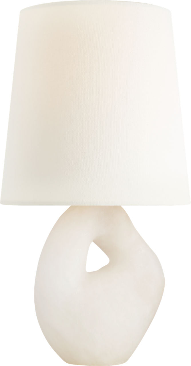 Adria 16" Cordless Table Lamp | Alabaster | Linen Shade