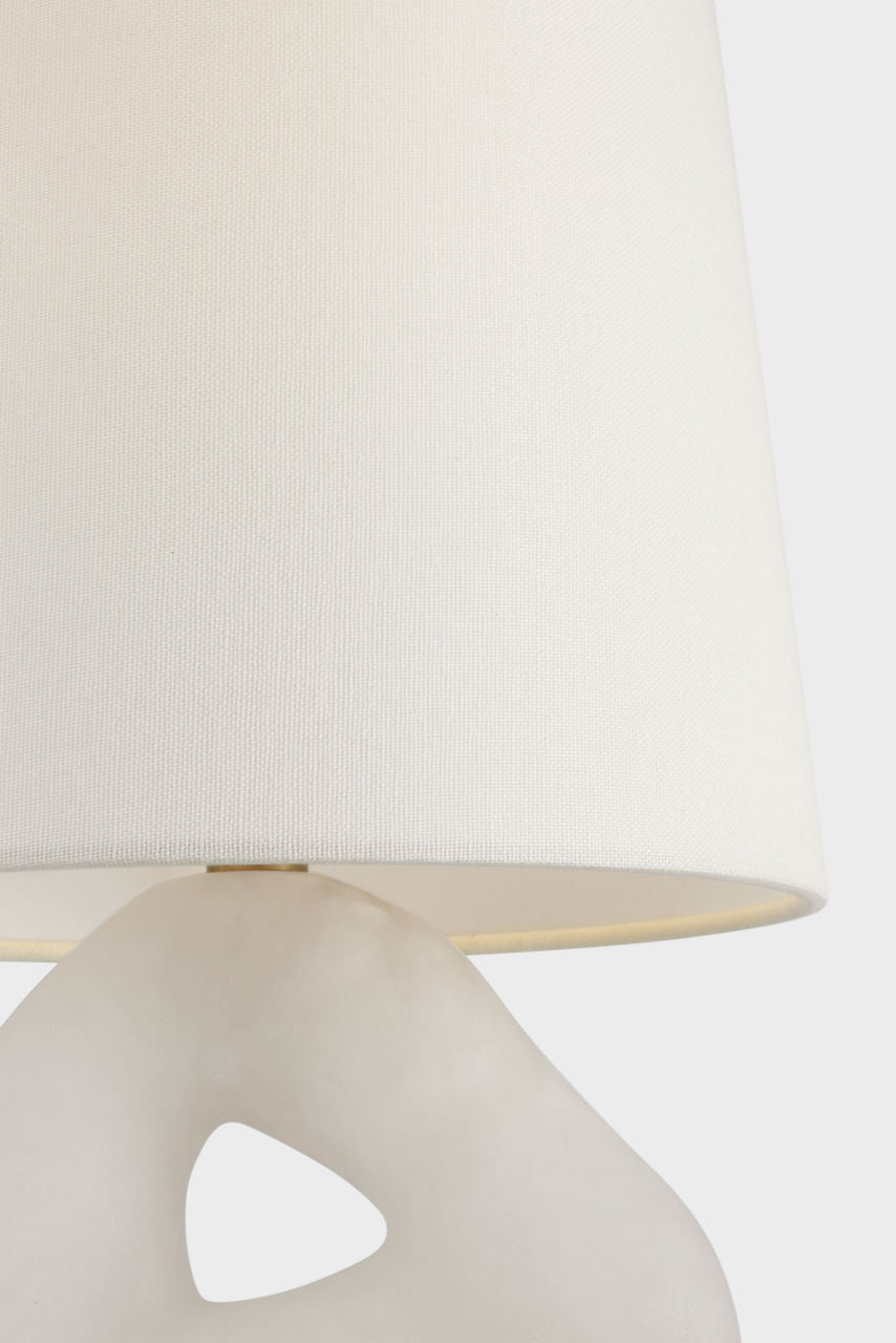 Adria 16" Cordless Table Lamp | Alabaster | Linen Shade