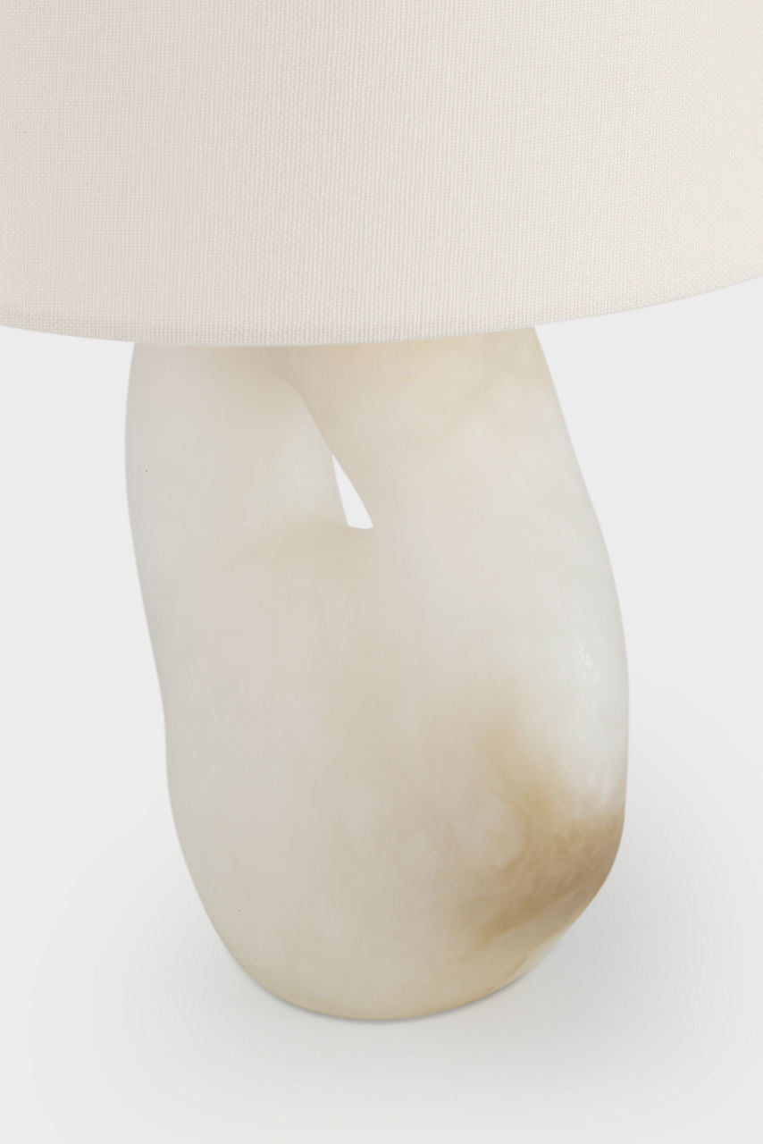 Adria 16" Cordless Table Lamp | Alabaster | Linen Shade