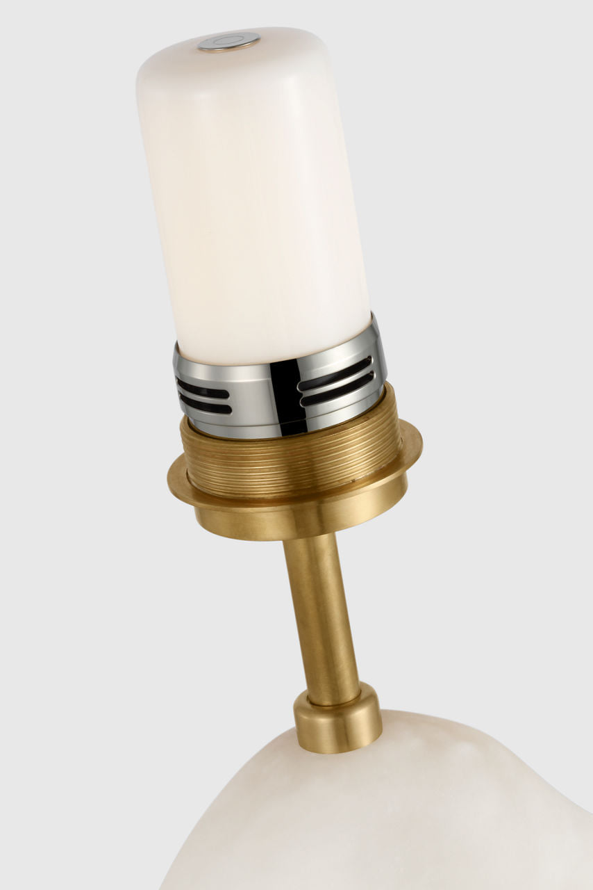 Adria 16" Cordless Table Lamp | Alabaster | Linen Shade