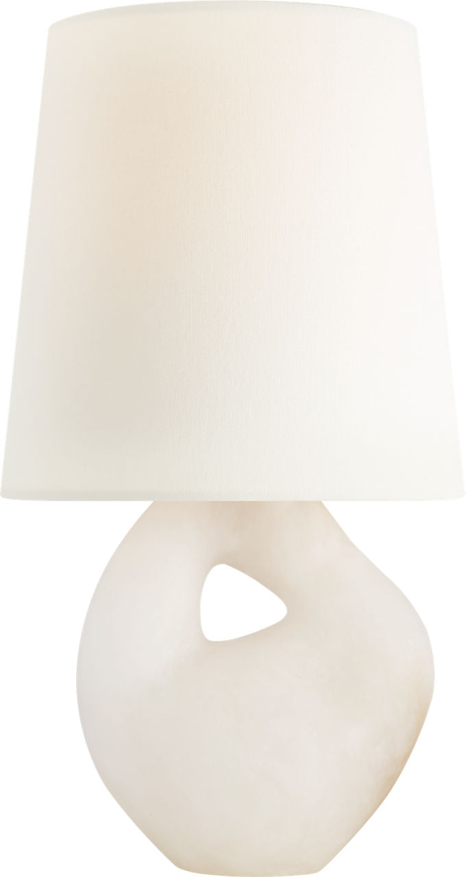 Adria 16" Cordless Table Lamp | Alabaster | Linen Shade