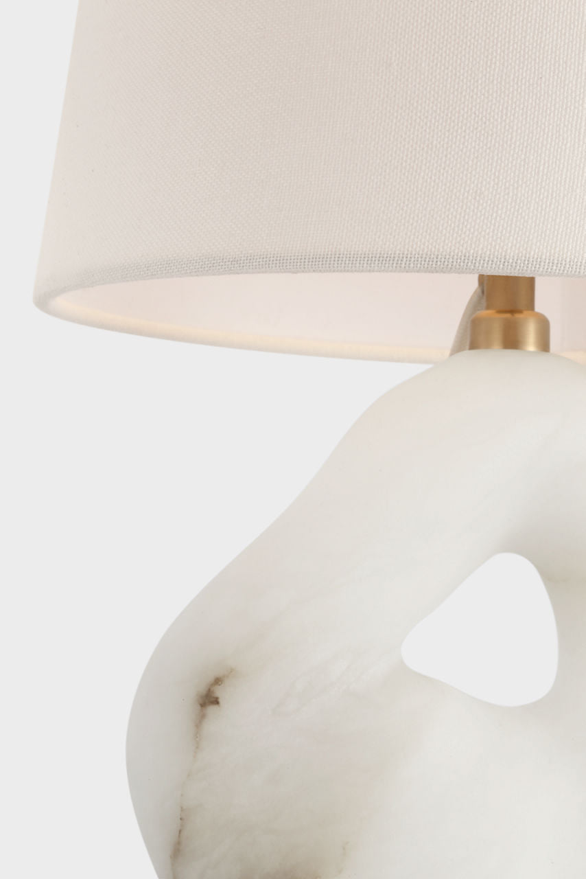 Adria 16" Table Lamp | Alabaster | Linen Shade