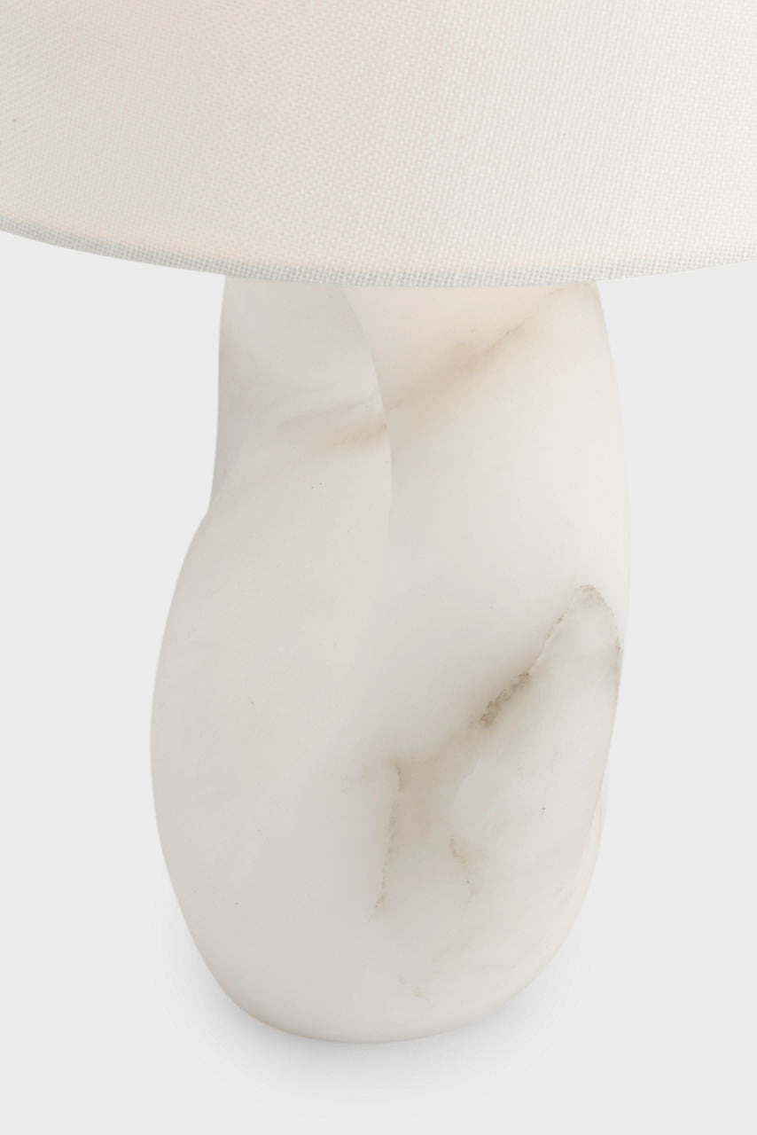 Adria 16" Table Lamp | Alabaster | Linen Shade
