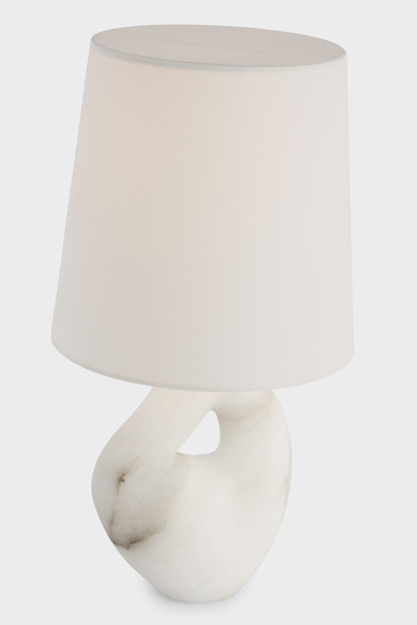 Adria 16" Table Lamp | Alabaster | Linen Shade