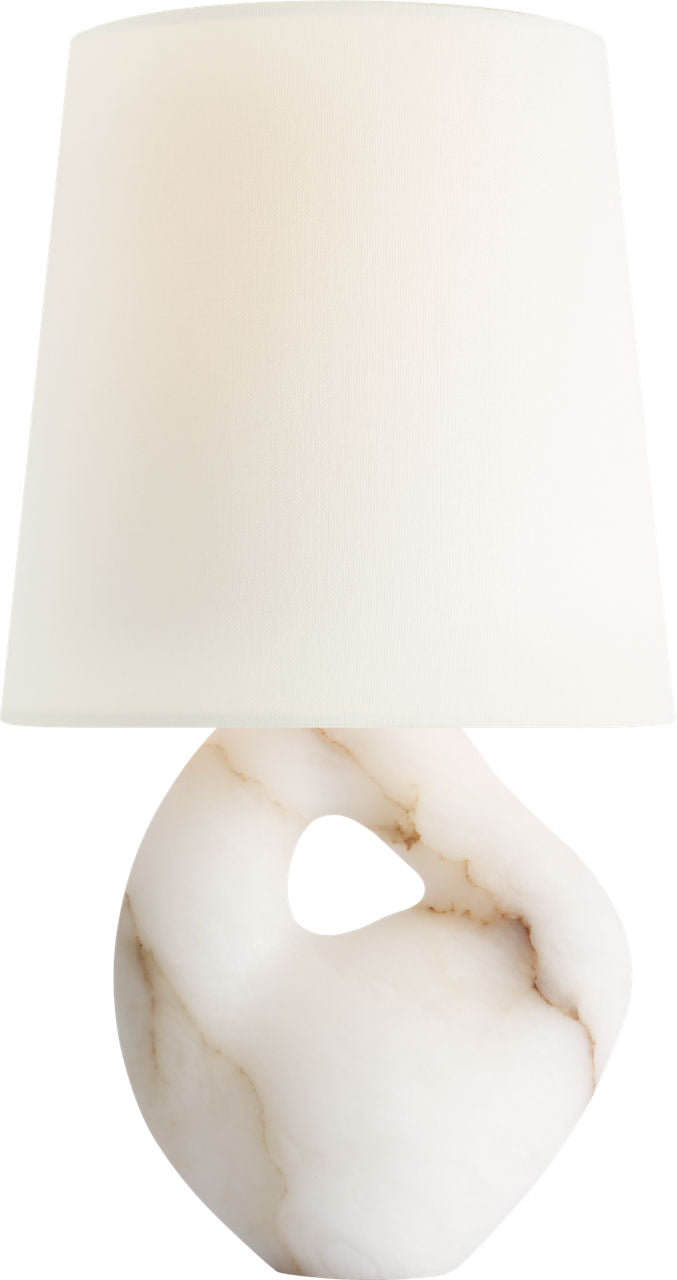Adria 16" Cordless Table Lamp | Alabaster | Linen Shade