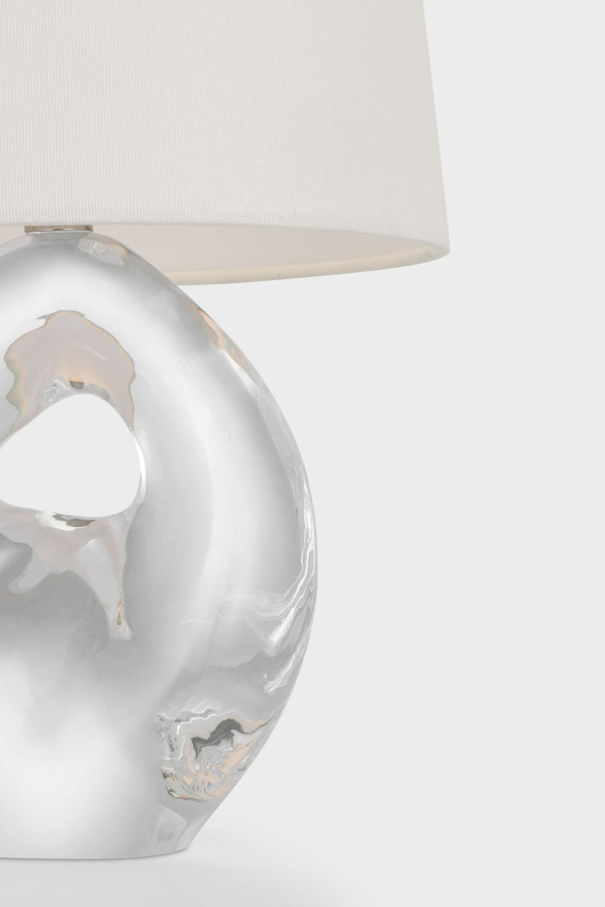 Adria 16" Cordless Table Lamp | Crystal | Linen Shade