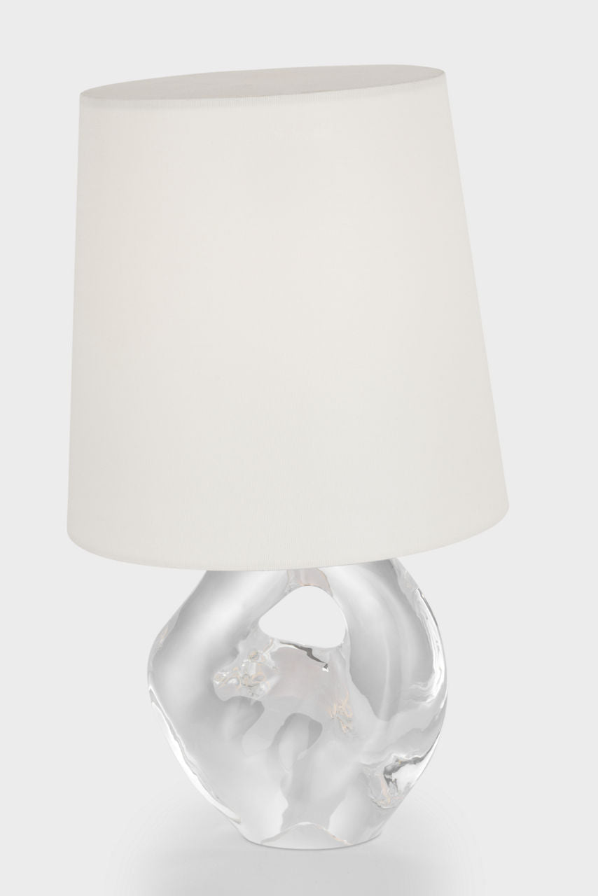 Adria 16" Cordless Table Lamp | Crystal | Linen Shade