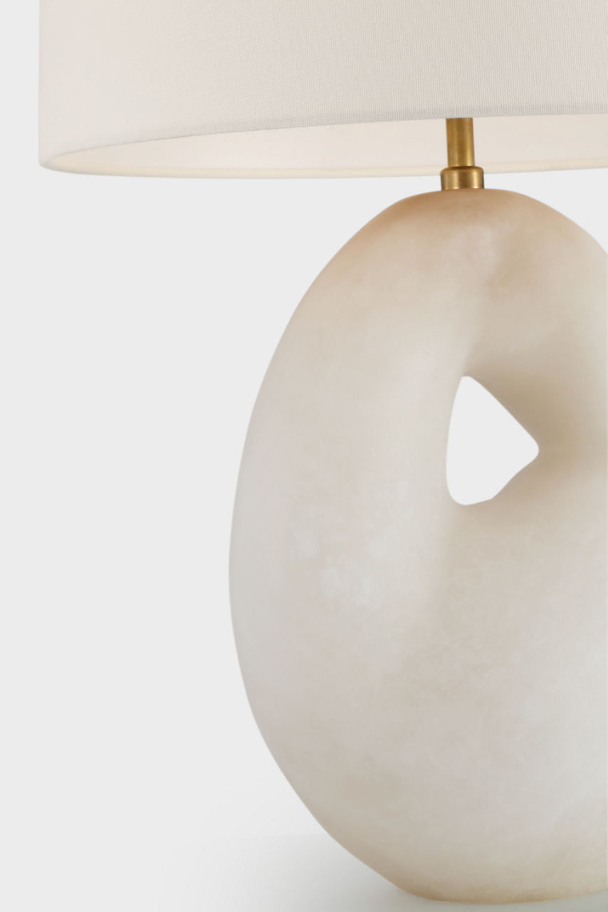 Adria 25" Cordless Table Lamp | Alabaster | Linen Shade