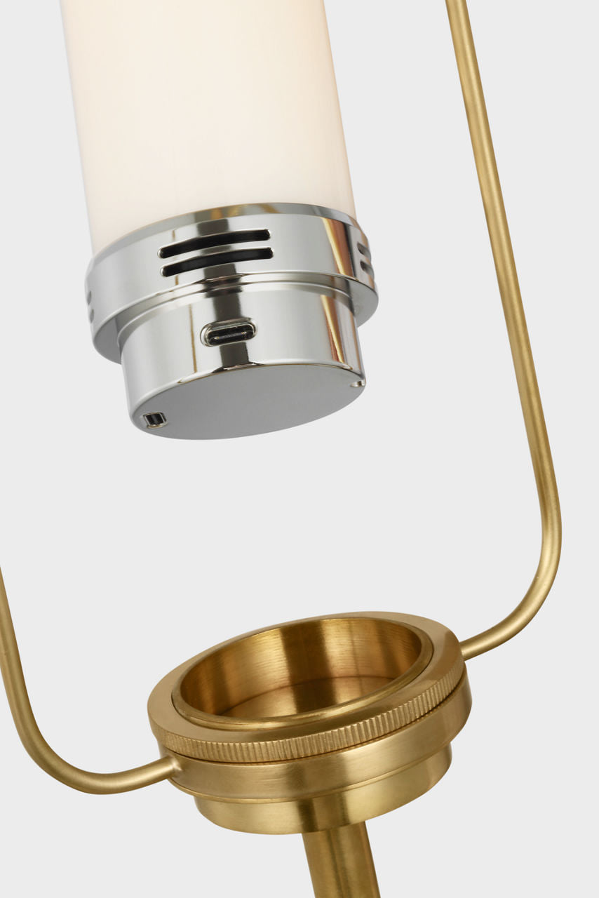 Adria 25" Cordless Table Lamp | Alabaster | Linen Shade