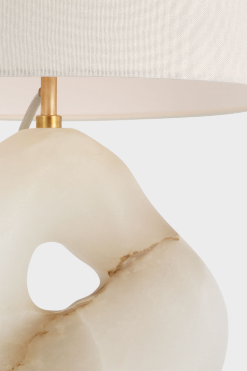 Adria 25" Table Lamp | Alabaster | Linen Shade
