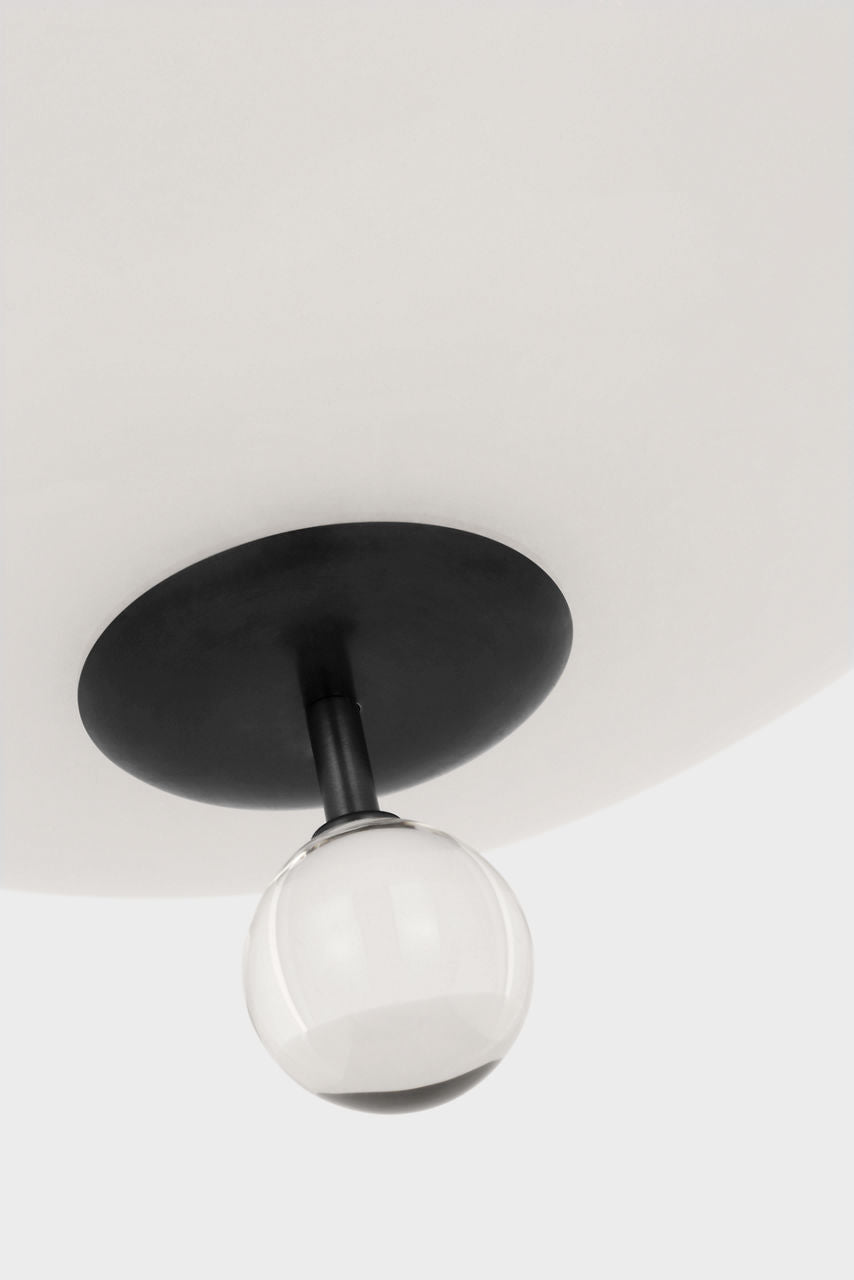 Brisa 14" Semi-Flush Mount | Bronze | White Strie Glass