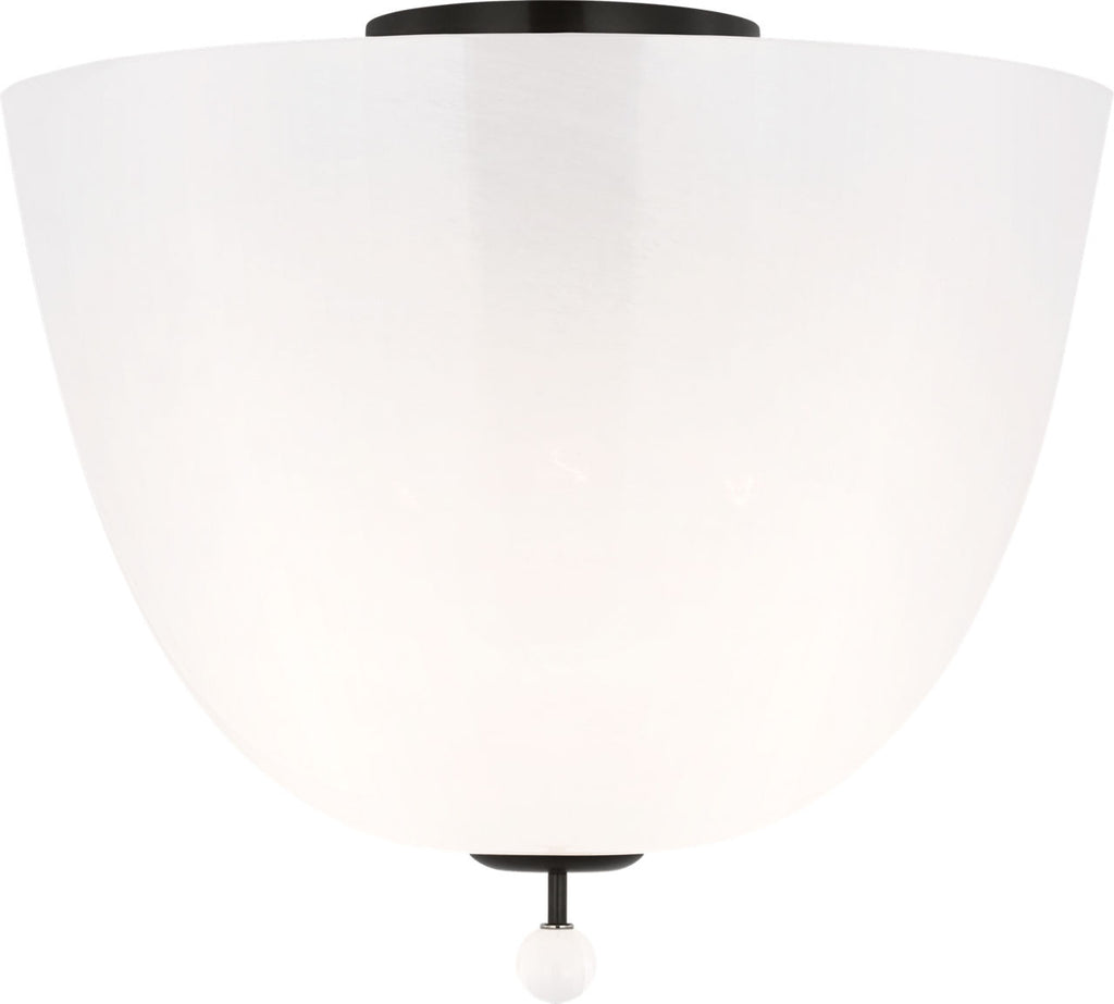 Brisa 14" Semi-Flush Mount | Bronze | White Strie Glass
