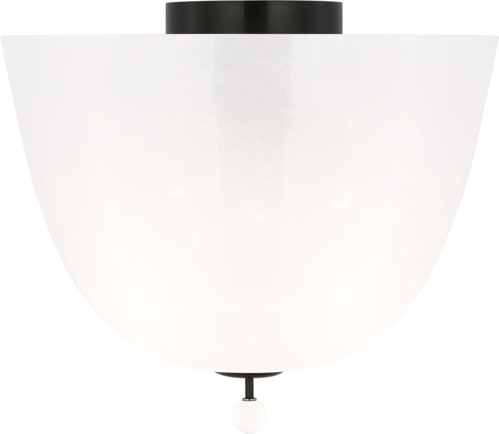 Brisa 14" Semi-Flush Mount | Bronze | White Strie Glass