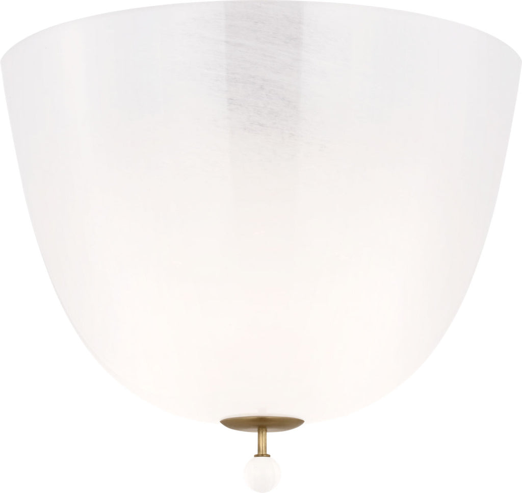 Brisa 14" Semi-Flush Mount | Hand-Rubbed Antique Brass | White Strie Glass