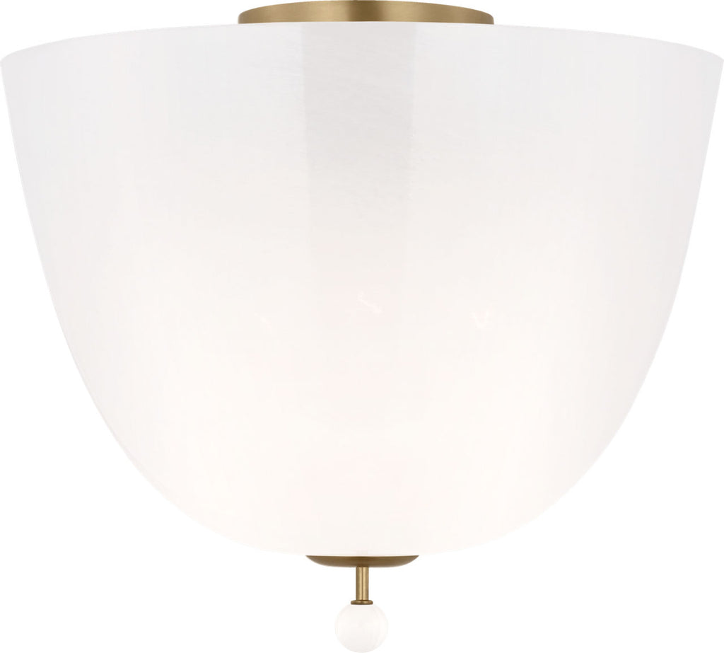 Brisa 14" Semi-Flush Mount | Hand-Rubbed Antique Brass | White Strie Glass