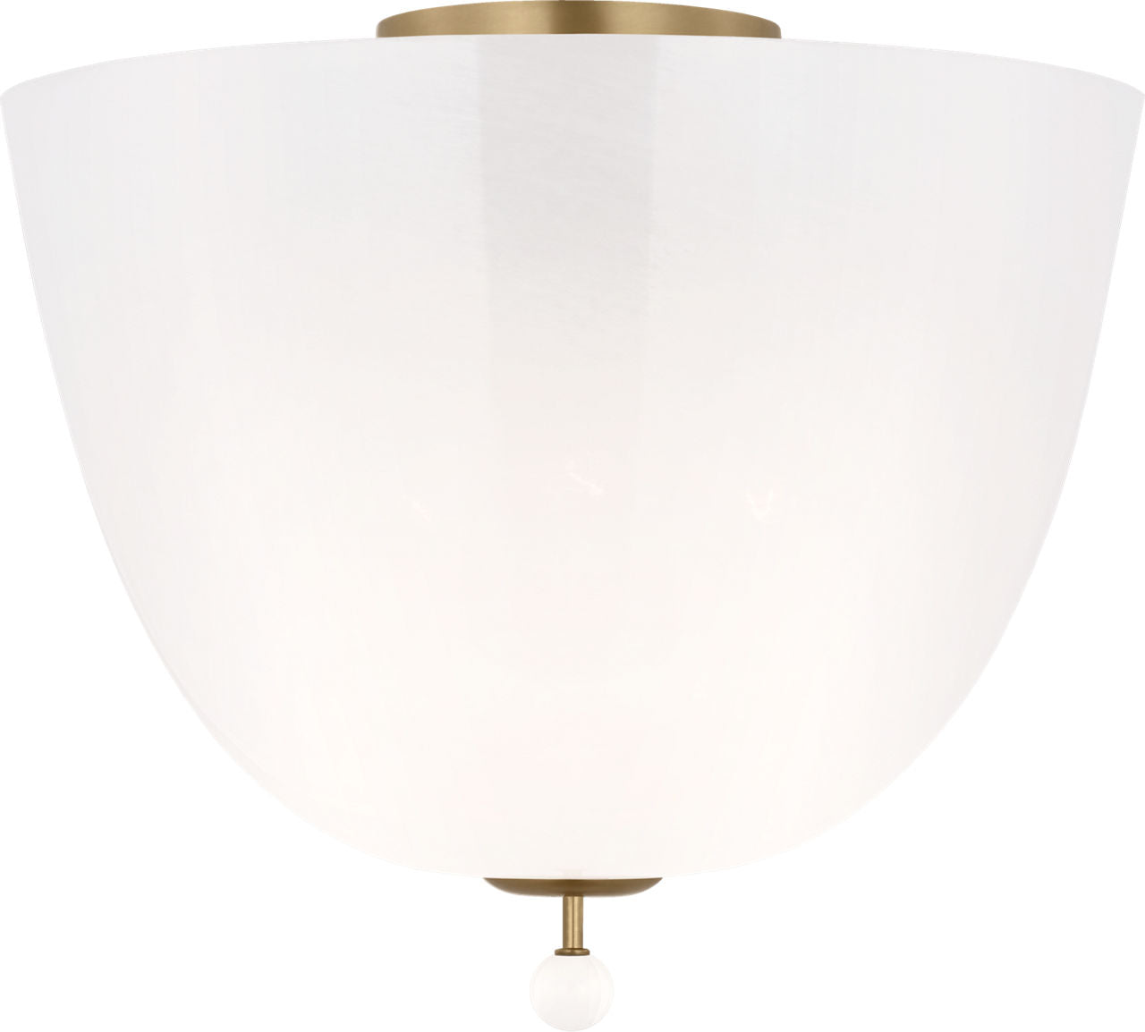 Brisa 14" Semi-Flush Mount | Hand-Rubbed Antique Brass | White Strie Glass