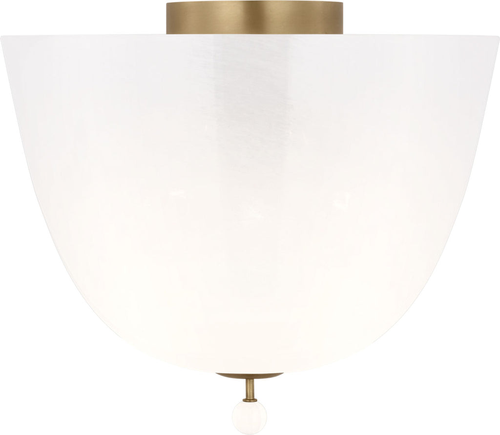Brisa 14" Semi-Flush Mount | Hand-Rubbed Antique Brass | White Strie Glass