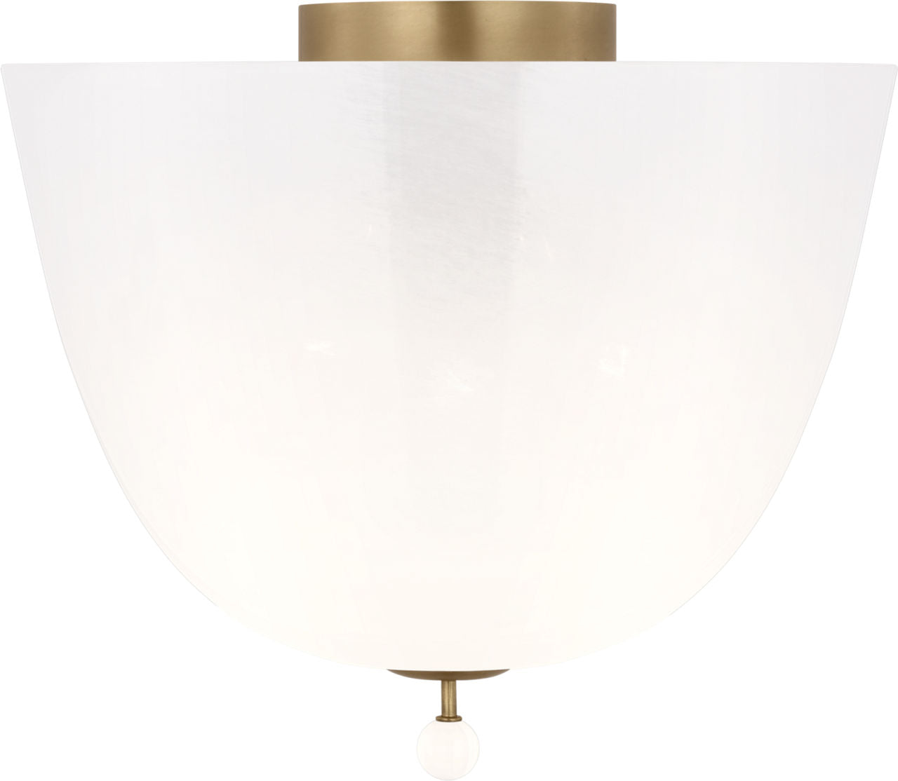 Brisa 14" Semi-Flush Mount | Hand-Rubbed Antique Brass | White Strie Glass