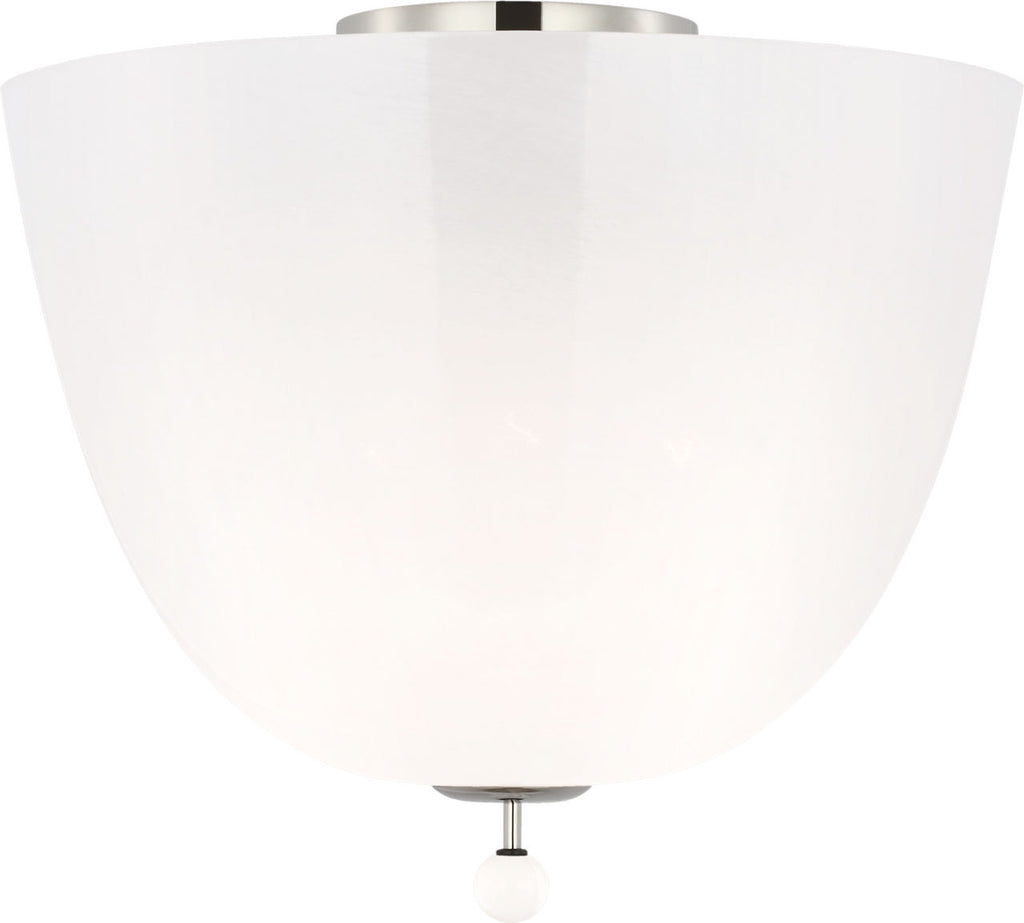 Brisa 14" Semi-Flush Mount | Polished Nickel | White Strie Glass