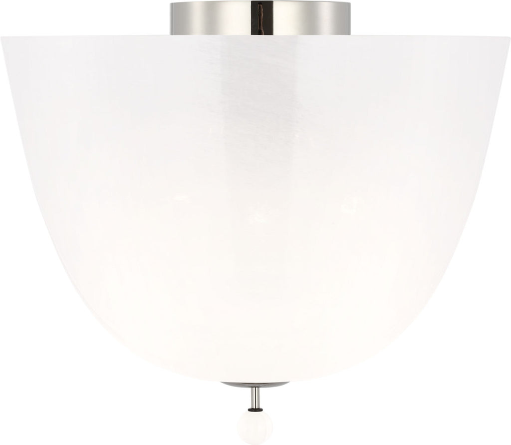 Brisa 14" Semi-Flush Mount | Polished Nickel | White Strie Glass