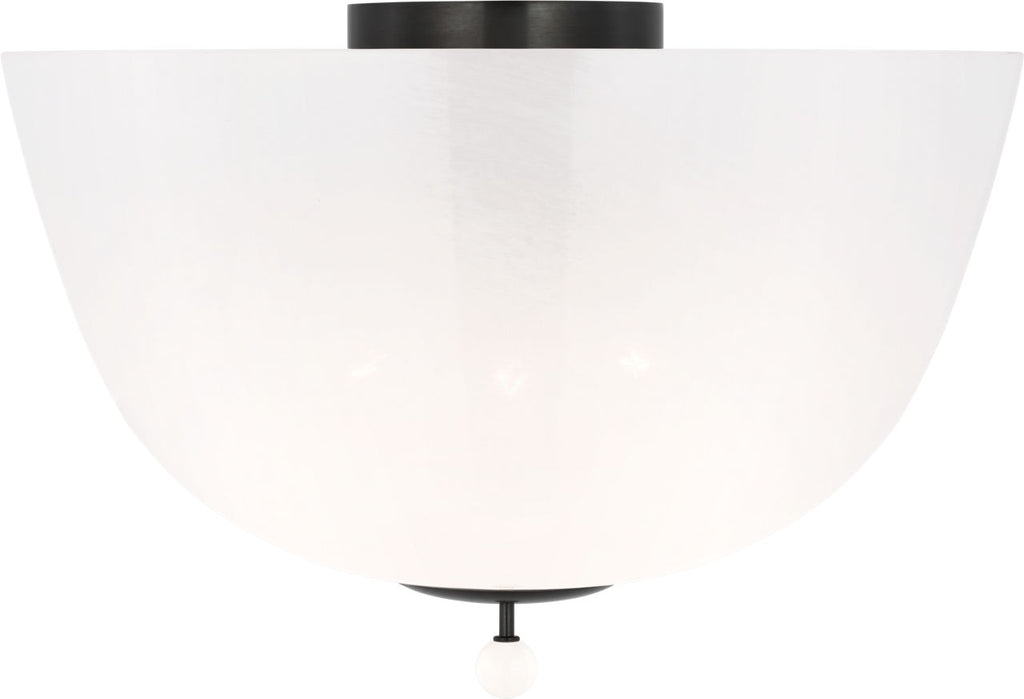 Brisa 16" Semi-Flush Mount | Bronze | White Strie Glass