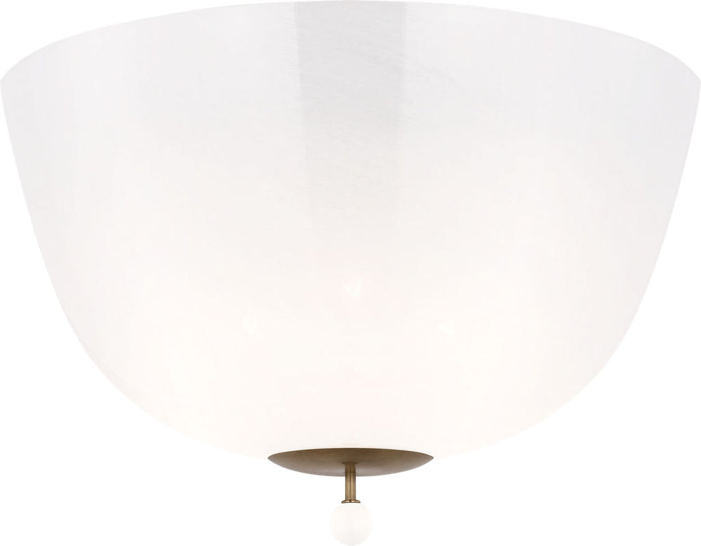 Brisa 16" Semi-Flush Mount | Hand-Rubbed Antique Brass | White Strie Glass