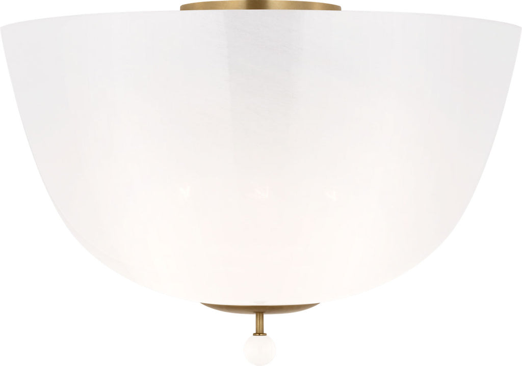 Brisa 16" Semi-Flush Mount | Hand-Rubbed Antique Brass | White Strie Glass