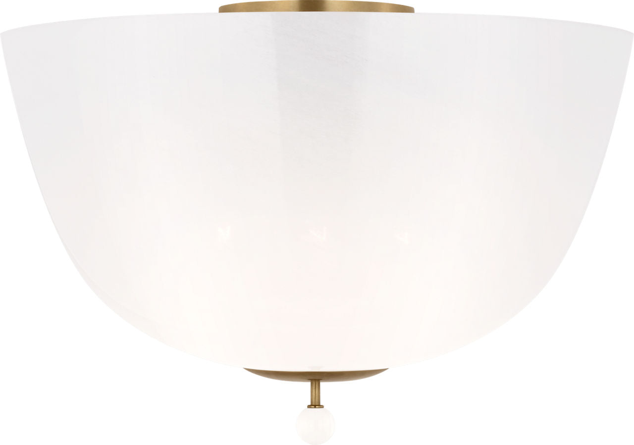 Brisa 16" Semi-Flush Mount | Hand-Rubbed Antique Brass | White Strie Glass