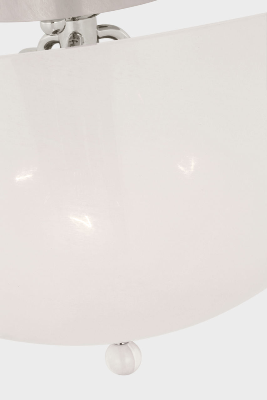 Brisa 16" Semi-Flush Mount | Polished Nickel | White Strie Glass