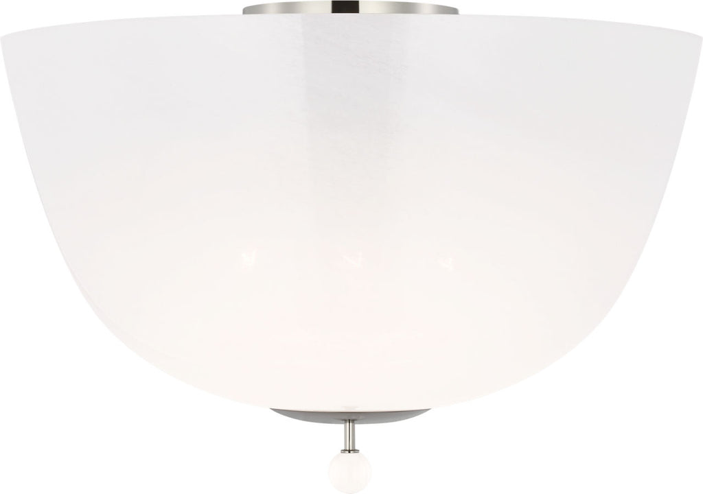 Brisa 16" Semi-Flush Mount | Polished Nickel | White Strie Glass