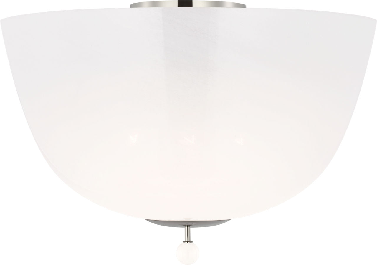 Brisa 16" Semi-Flush Mount | Polished Nickel | White Strie Glass