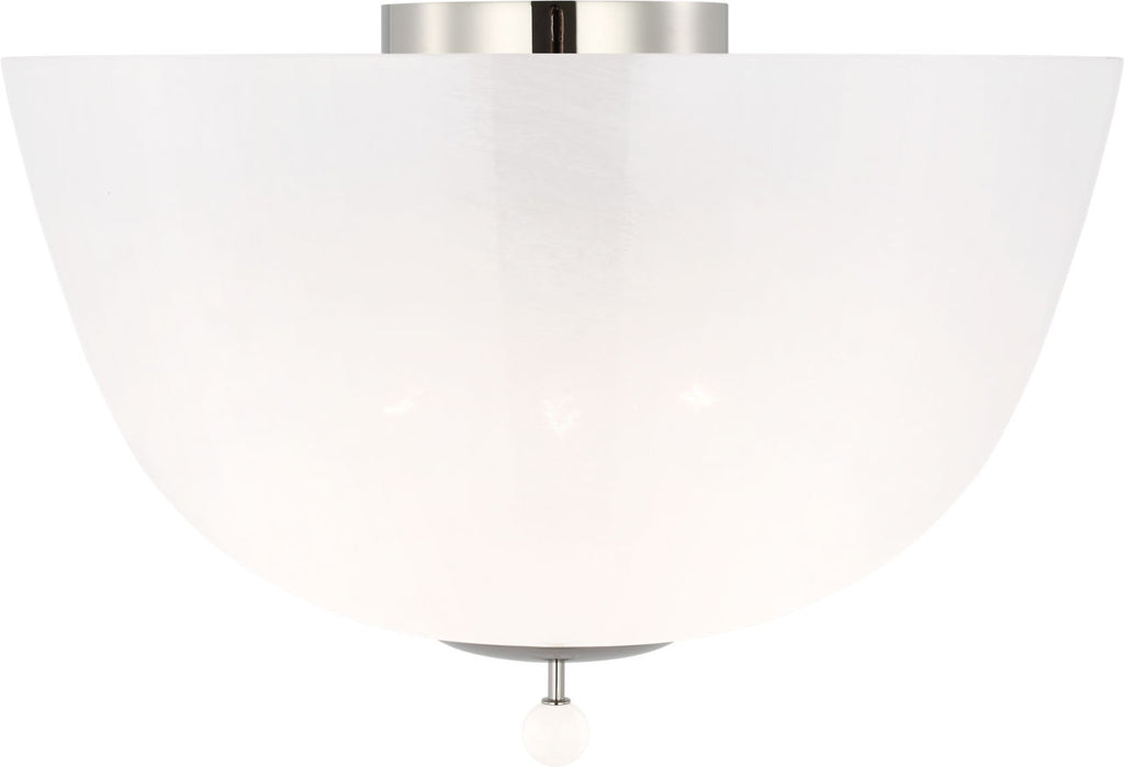 Brisa 16" Semi-Flush Mount | Polished Nickel | White Strie Glass
