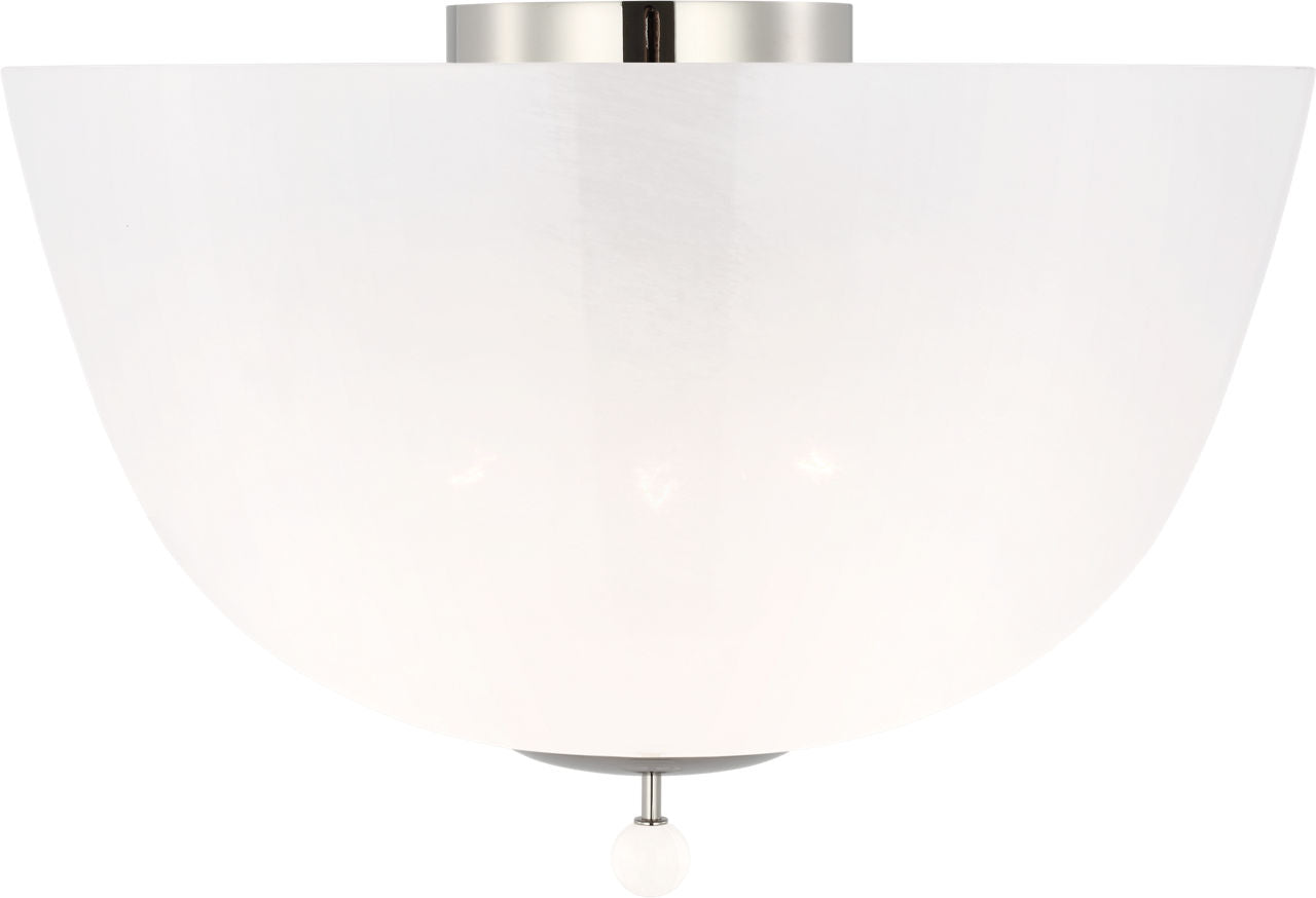 Brisa 16" Semi-Flush Mount | Polished Nickel | White Strie Glass