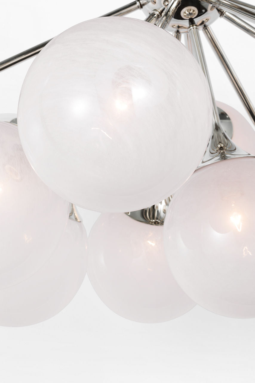 Cristol 43" Flush Mount | Polished Nickel | White Strie Glass