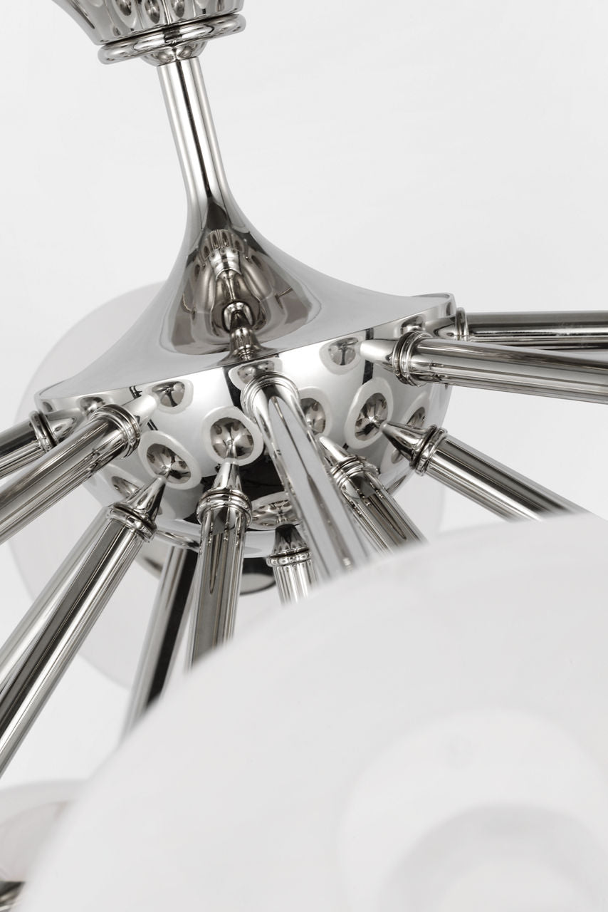 Cristol 43" Flush Mount | Polished Nickel | White Strie Glass