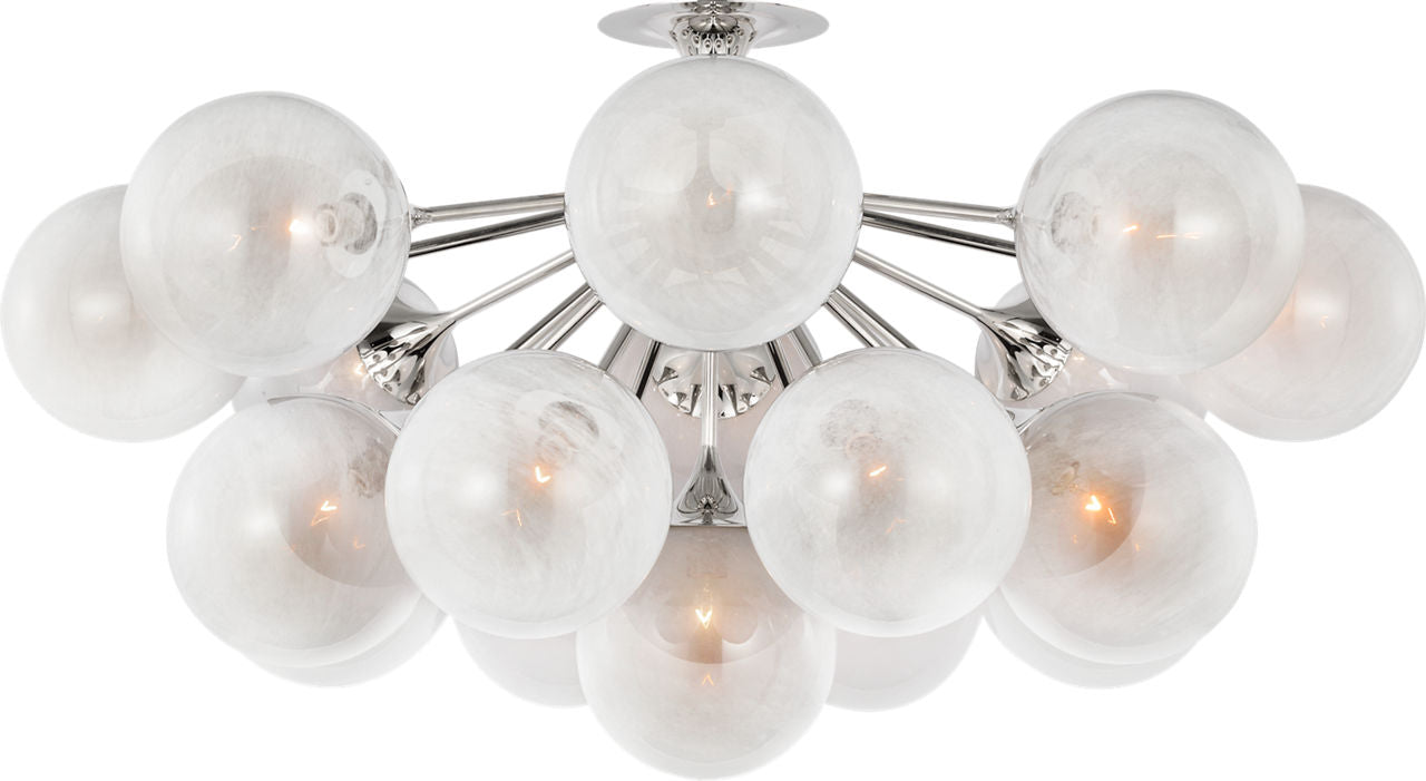 Cristol 43" Flush Mount | Polished Nickel | White Strie Glass