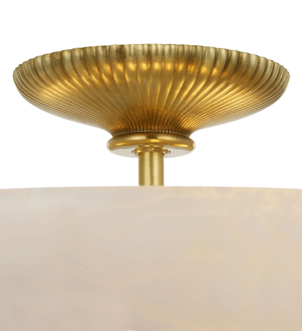 Pascal 14" Bowl Semi-Flush Mount | Hand-Rubbed Antique Brass | Alabaster