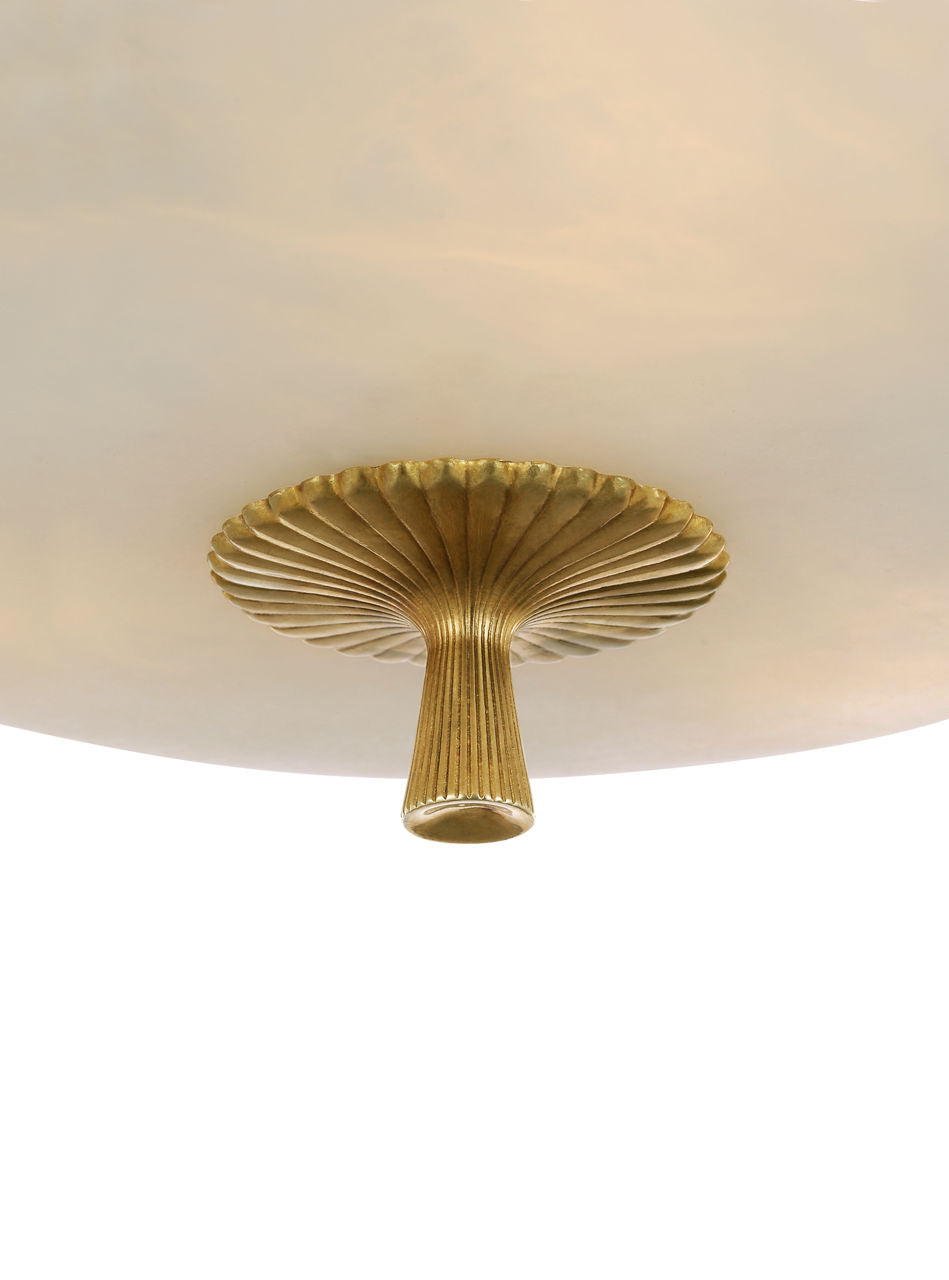 Pascal 14" Bowl Semi-Flush Mount | Hand-Rubbed Antique Brass | Alabaster