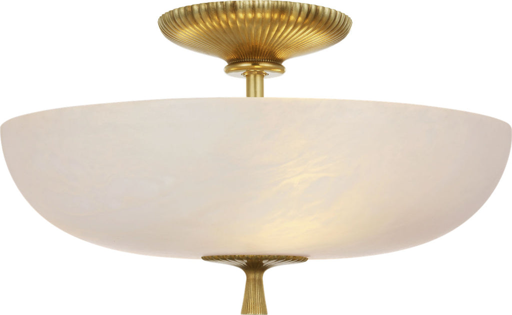 Pascal 14" Bowl Semi-Flush Mount | Hand-Rubbed Antique Brass | Alabaster