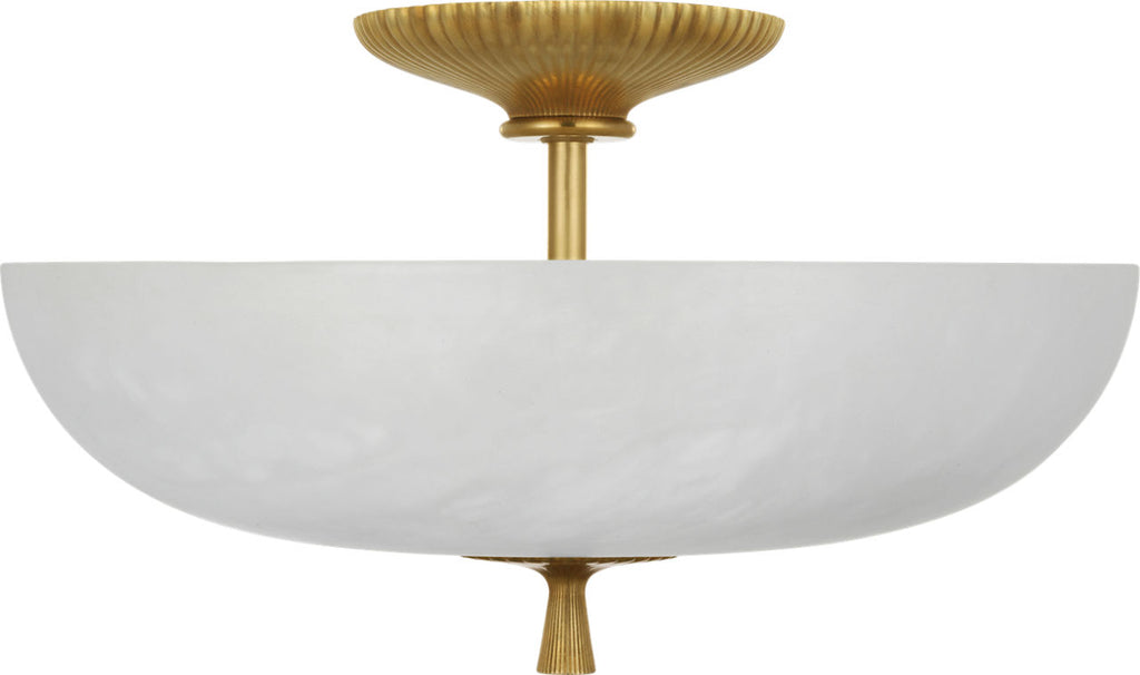 Pascal 14" Bowl Semi-Flush Mount | Hand-Rubbed Antique Brass | Alabaster
